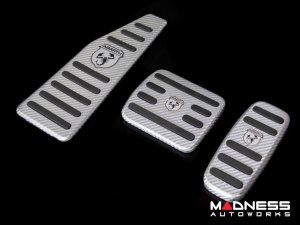 FIAT 500 Pedal Set + Footrest - Alutex Carbon Fiber - Silver Carbon - ABARTH - Automatic